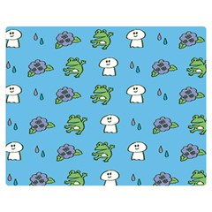 Frog Ghost Rain Flower Green Animals Double Sided Flano Blanket (medium) 