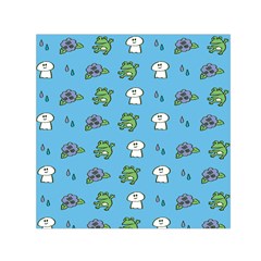 Frog Ghost Rain Flower Green Animals Small Satin Scarf (square)