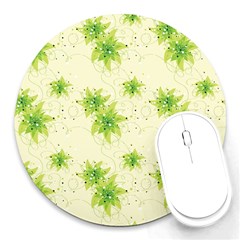 Leaf Green Star Beauty Round Mousepads