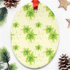 Leaf Green Star Beauty Ornament (oval) by Mariart