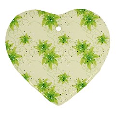 Leaf Green Star Beauty Ornament (Heart)