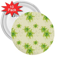 Leaf Green Star Beauty 3  Buttons (10 Pack) 