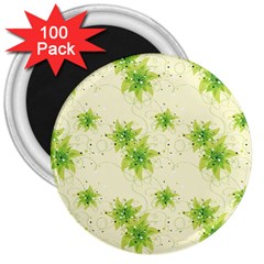 Leaf Green Star Beauty 3  Magnets (100 pack)