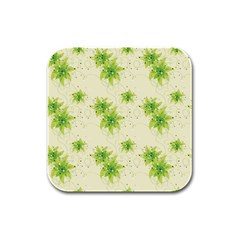 Leaf Green Star Beauty Rubber Square Coaster (4 Pack) 