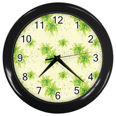 Leaf Green Star Beauty Wall Clocks (Black)