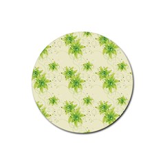 Leaf Green Star Beauty Rubber Coaster (round)  by Mariart