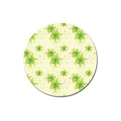 Leaf Green Star Beauty Magnet 3  (round)