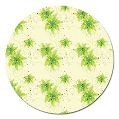 Leaf Green Star Beauty Magnet 5  (round) by Mariart