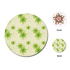 Leaf Green Star Beauty Playing Cards (round) 