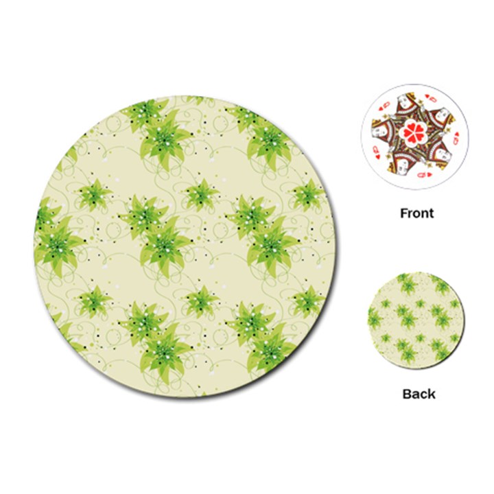 Leaf Green Star Beauty Playing Cards (Round) 