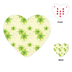 Leaf Green Star Beauty Playing Cards (heart)  by Mariart