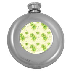 Leaf Green Star Beauty Round Hip Flask (5 Oz) by Mariart