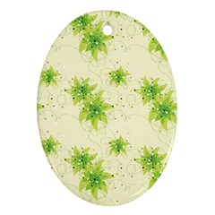 Leaf Green Star Beauty Oval Ornament (two Sides) by Mariart