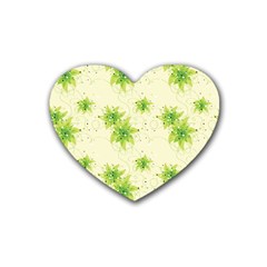 Leaf Green Star Beauty Rubber Coaster (heart) 