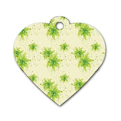 Leaf Green Star Beauty Dog Tag Heart (Two Sides)