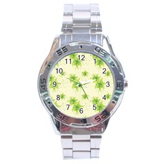 Leaf Green Star Beauty Stainless Steel Analogue Watch by Mariart