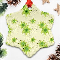 Leaf Green Star Beauty Snowflake Ornament (two Sides) by Mariart