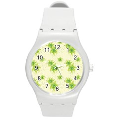 Leaf Green Star Beauty Round Plastic Sport Watch (M)