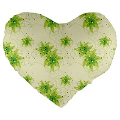 Leaf Green Star Beauty Large 19  Premium Heart Shape Cushions