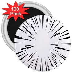 Line Black Sun Arrow 3  Magnets (100 Pack)