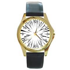 Line Black Sun Arrow Round Gold Metal Watch by Mariart