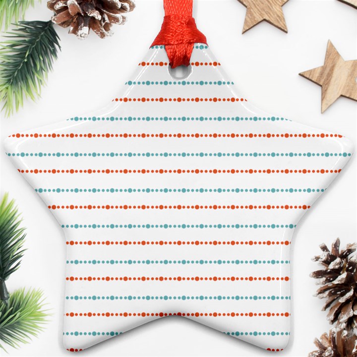 Line Polka Dots Blue Red Sexy Star Ornament (Two Sides)