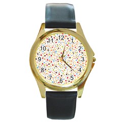 Flower Star Rose Sunflower Rainbow Smal Round Gold Metal Watch