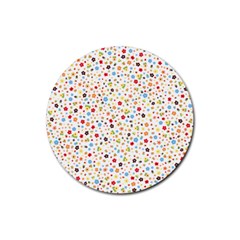 Flower Star Rose Sunflower Rainbow Smal Rubber Round Coaster (4 Pack) 