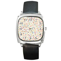 Flower Star Rose Sunflower Rainbow Smal Square Metal Watch