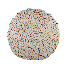 Flower Star Rose Sunflower Rainbow Smal Standard 15  Premium Flano Round Cushions