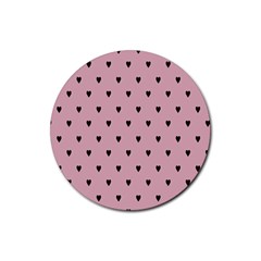 Love Black Pink Valentine Rubber Coaster (round)  by Mariart