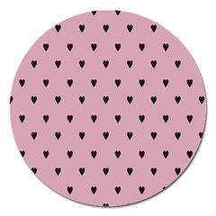 Love Black Pink Valentine Magnet 5  (Round)