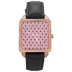 Love Black Pink Valentine Rose Gold Leather Watch 