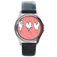 Love Heart Valentine Pink White Sexy Round Metal Watch