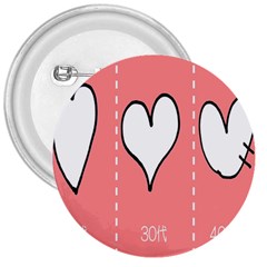 Love Heart Valentine Pink White Sexy 3  Buttons