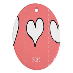 Love Heart Valentine Pink White Sexy Ornament (oval) by Mariart