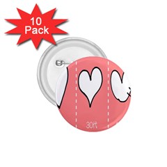 Love Heart Valentine Pink White Sexy 1 75  Buttons (10 Pack)