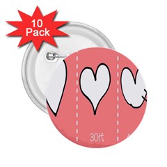 Love Heart Valentine Pink White Sexy 2 25  Buttons (10 Pack) 