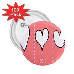 Love Heart Valentine Pink White Sexy 2 25  Buttons (100 Pack)  by Mariart