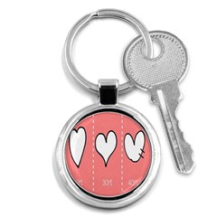 Love Heart Valentine Pink White Sexy Key Chains (round)  by Mariart