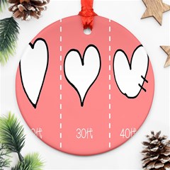 Love Heart Valentine Pink White Sexy Round Ornament (two Sides) by Mariart