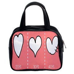 Love Heart Valentine Pink White Sexy Classic Handbags (2 Sides)