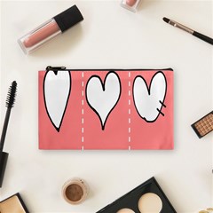 Love Heart Valentine Pink White Sexy Cosmetic Bag (small)  by Mariart