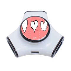 Love Heart Valentine Pink White Sexy 3-port Usb Hub by Mariart