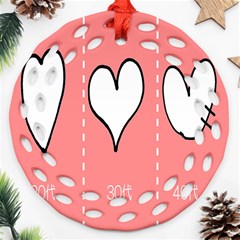 Love Heart Valentine Pink White Sexy Ornament (round Filigree) by Mariart