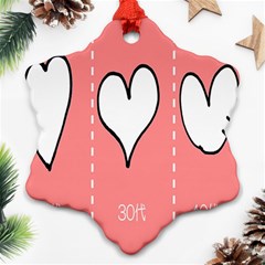 Love Heart Valentine Pink White Sexy Ornament (snowflake) by Mariart