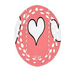 Love Heart Valentine Pink White Sexy Oval Filigree Ornament (two Sides) by Mariart