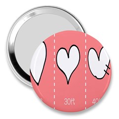 Love Heart Valentine Pink White Sexy 3  Handbag Mirrors by Mariart