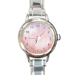 Love Heart Pink Valentine Flower Leaf Round Italian Charm Watch