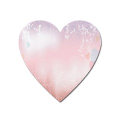 Love Heart Pink Valentine Flower Leaf Heart Magnet by Mariart